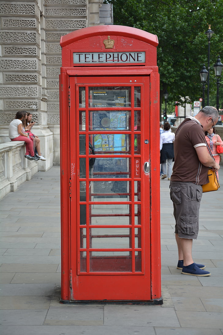 bilik telepon, telepon rumah, London, telepon, merah, London - Inggris, Inggris