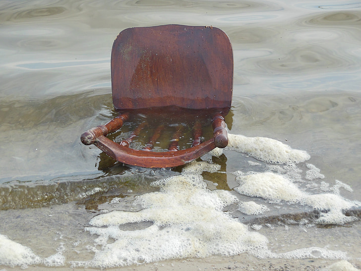Flotsam, vervuiling, Noordzee, stoel, vuilnis, afval, hout