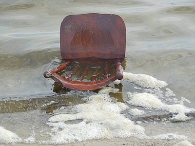 restos flotantes, contaminación, Mar del norte, silla, basura, residuos, madera