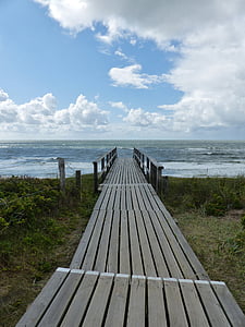 Boardwalk, more, Sylt, vody, Sky, pobrežie, Beach