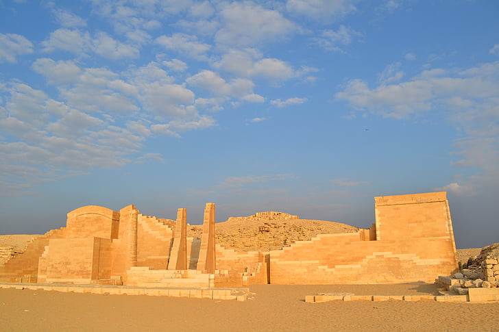 Egypten, Memphis, Sand, vacker natur, steg pyramid, Djoser, historiska