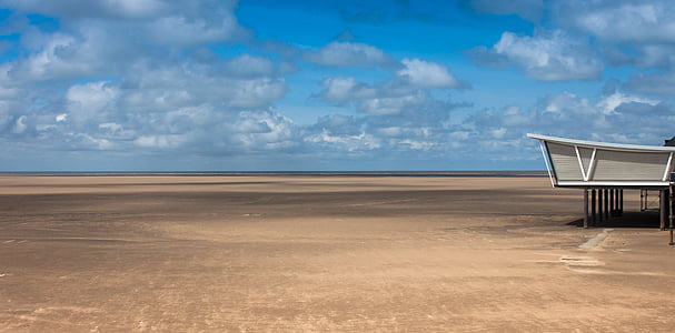 Southport, platja, Moll, Mar, tranquil·litat, escena tranquil·la, representacions