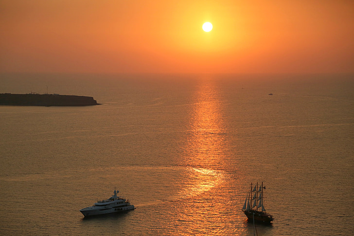 Santorini, Saulėlydis, atostogų, abendstimmung, jūra, vakaro šviesa, Graikija