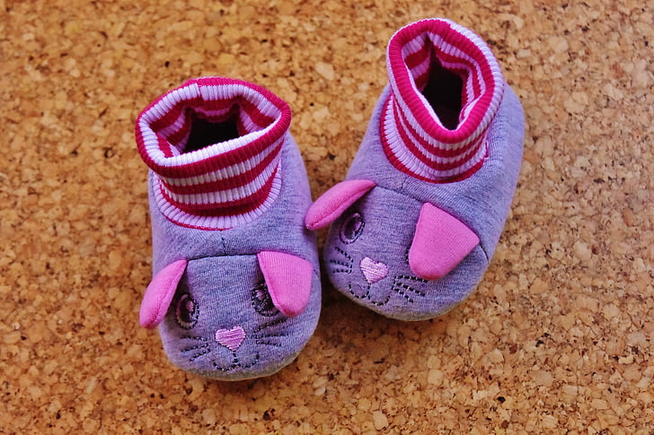 sabates de nadó, noia, Rosa, gat, valent, parell, color rosa