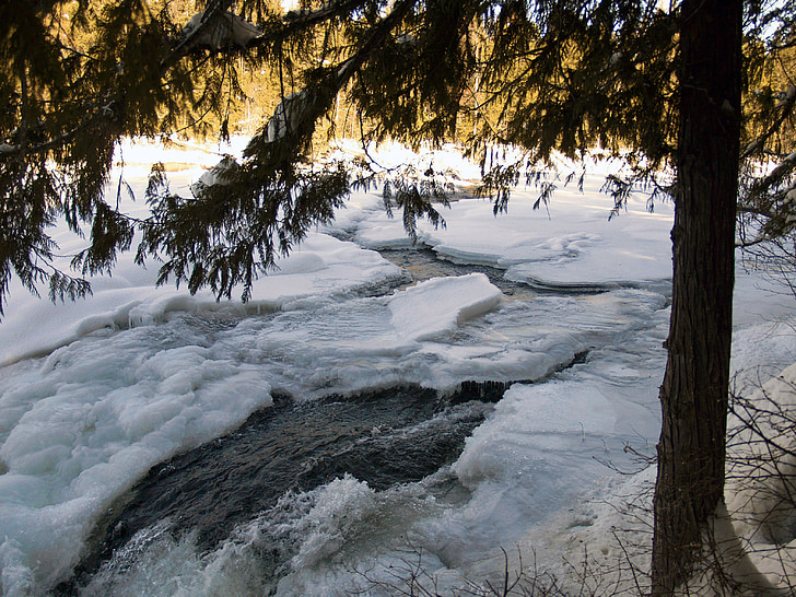 แม่น้ำ, แช่แข็ง, น้ำแข็ง, หิมะ, ฤดูหนาว, ธรรมชาติ, แยมน้ำแข็ง