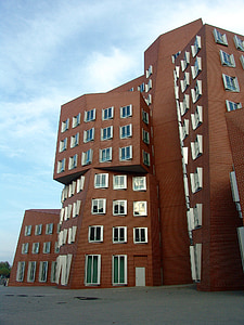 kaasaegne, arhitektuur, Düsseldorf, büroohoone, hoone, fassaad, pilvelõhkuja