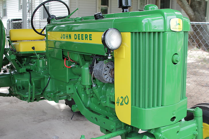 John Deere, Traktor, Grün, gelb