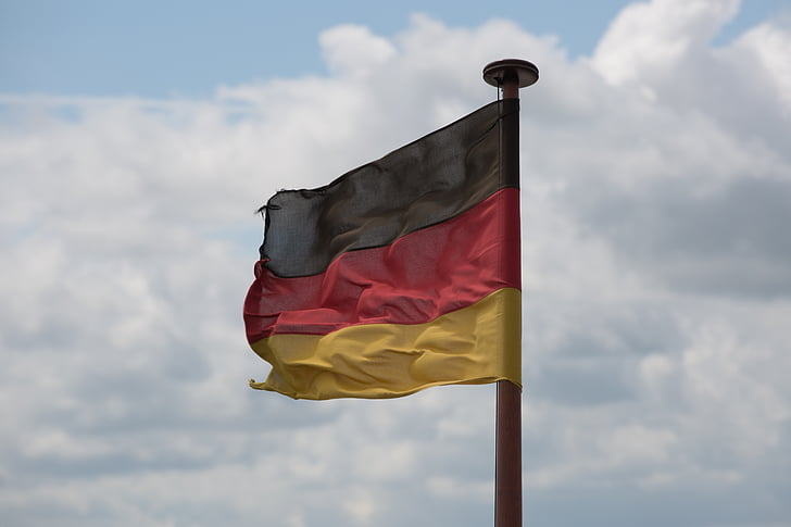 flag, Tyskland, tysk flag, sort rød guld, tysk, blafre, slag