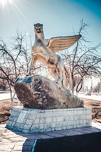 Пам'ятник, Природа, місто, Архітектура, леопард, Сніжний барс, Казахстан