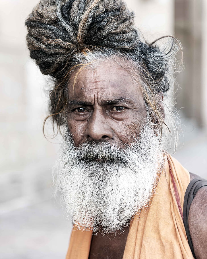 Porträt, Sadhu, trägt, Religion, Asien, Indien, Person