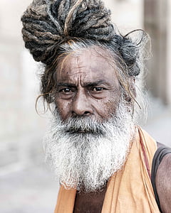 portret, Sadhu, Davey, religia, Azja, Indie, osoba