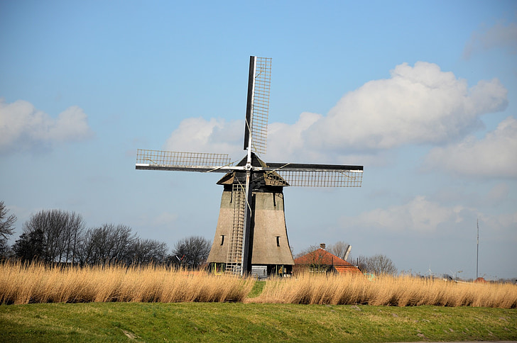 vējdzirnavas, Holande, tradīcija, Holandiešu, Nīderlande, ainava, lauku
