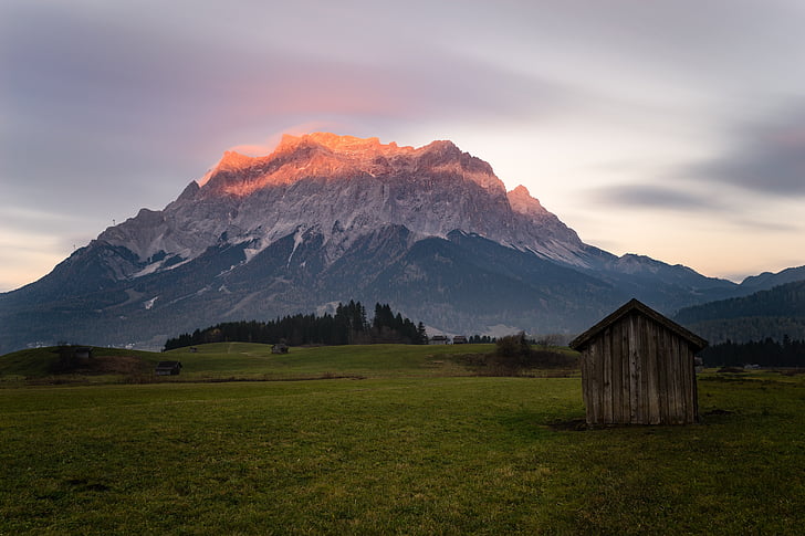 Zugspitze, hegyi, csúcstalálkozó, Sky, táj, kivetéséről, Ausztria