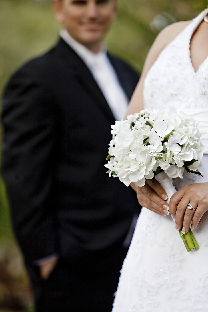 букет, весілля, наречена, білий, квіти, Кохання, шлюб