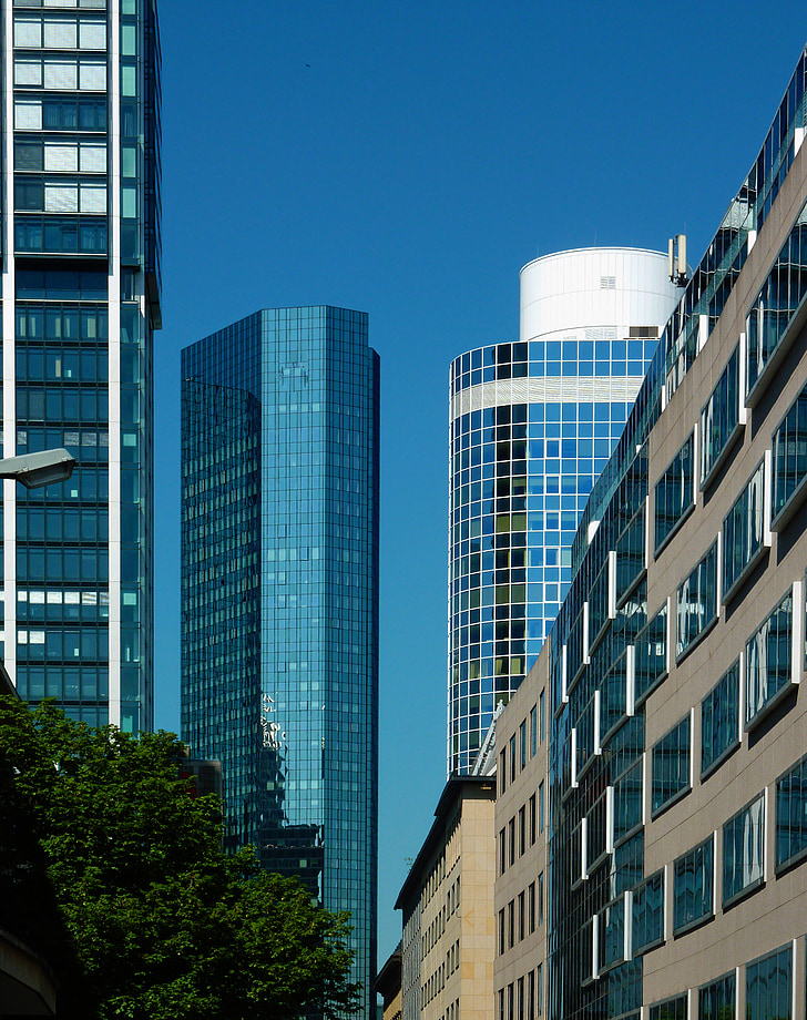 skyline, skyskraber, skyskrabere, arkitektur, Frankfurt, bygning, moderne