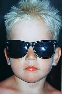 child, sunglasses, blond, cool, boy, human