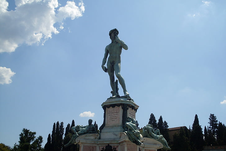 michelangelo, statue, florence, david, bronze, piazzale michelangelo, tuscany