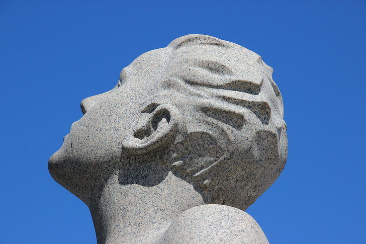 Oslo, vigelandsanlegget, vigelandpark, veure, endavant, escultura, perfil