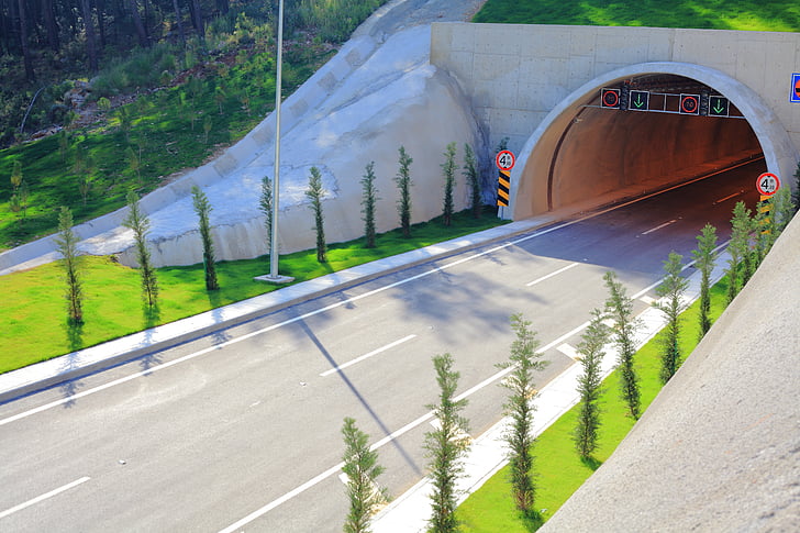 túnel, carretera, viatges, asfalt, l'autopista, centre de la ciutat, arquitectura