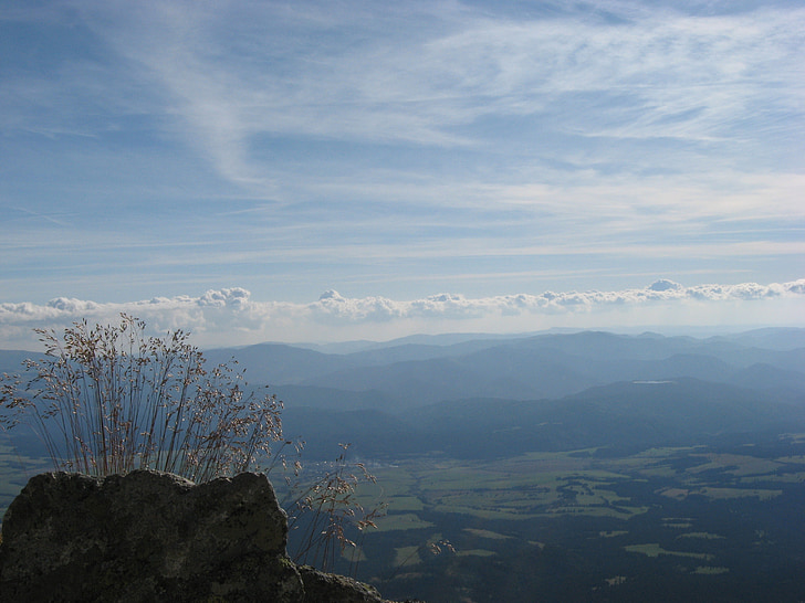 vue, Tatry, Slovaquie, nuages, herbe, paysage, automne