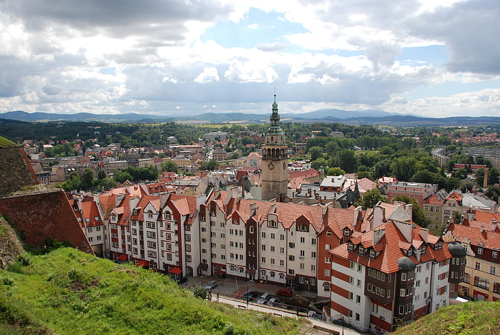 Casa, costruzione, architettura, vista, tetto, Panorama di kłodzko, Polonia