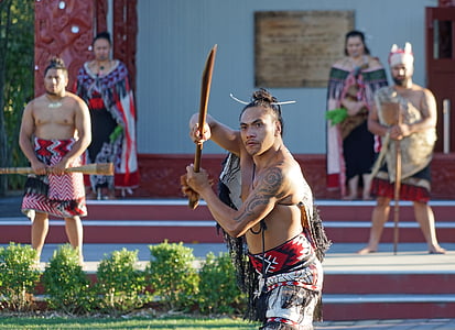 Maori dili, boyalı, savaşçı, Yeni Zelanda, North Island, Kızılderili, Rotorua