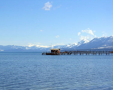 refuge sur le lac, Pier, Lac de montagne, nature, eau, Lac, paysage