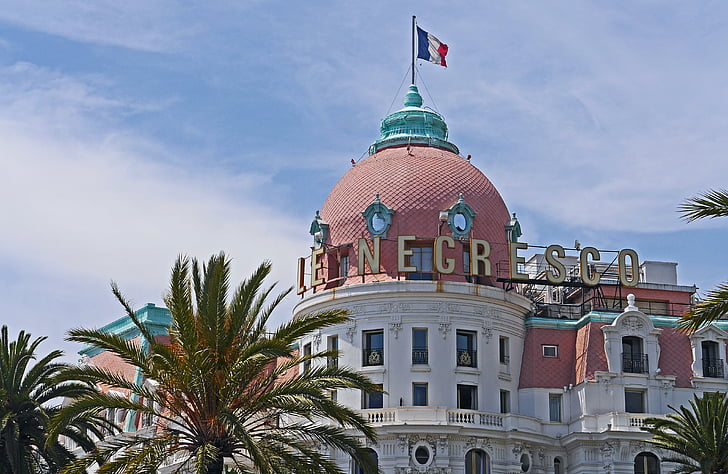 ładne, punkt orientacyjny, Hotel, Wieża, Flaga narodowa, Le negresco, Vieux