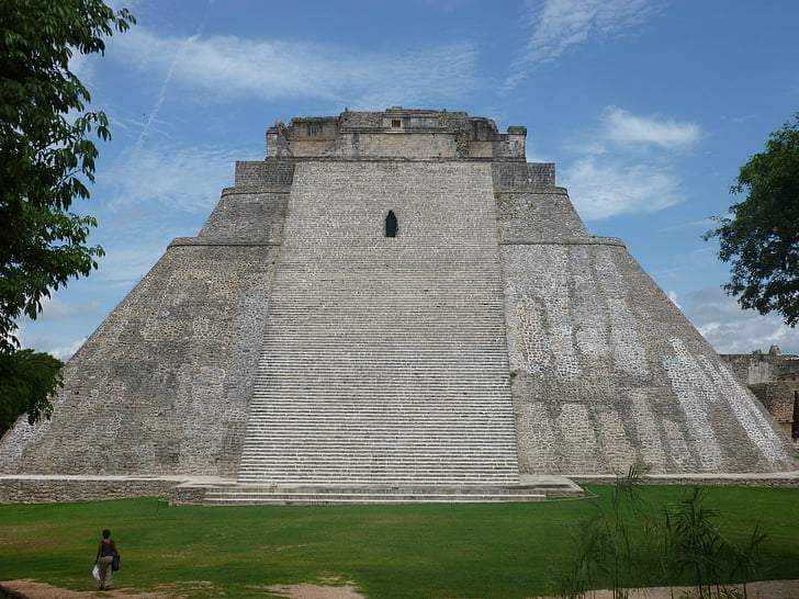 pyramid, mexico, mayan pyramid, hike, travel, old building, architecture