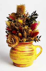 dekorace, sušené byliny, keramika, domácí dekorace, sušené dekorace, Květináč, Bytový design