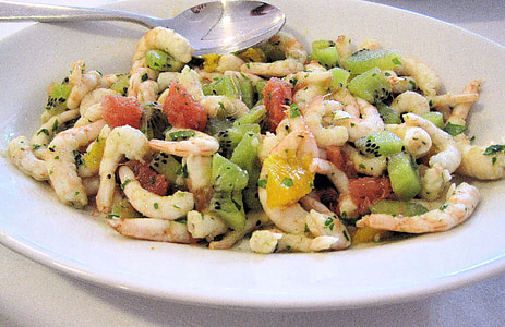 salata od ribe, škampi, povrće, talijanski, hrana, salata