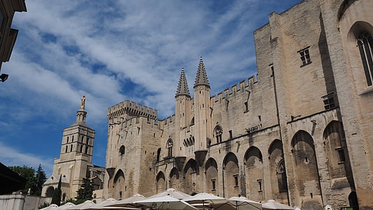 Avignon, Palais des papes, város, belváros, városi élet, Franciaország, épület