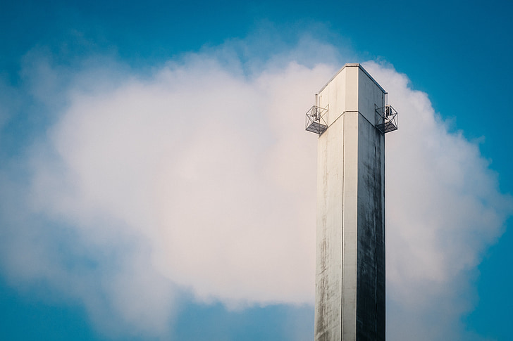 industrial, tower, sky, clouds, architecture