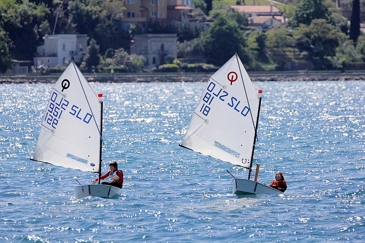 sailing, optimist, sport, young, boat, race, people