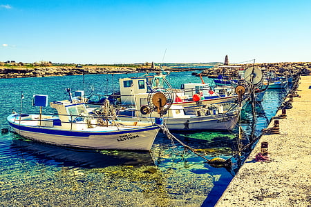 barca, port, adăpost de pescuit, mare, tradiţionale, Ormidhia, Cipru