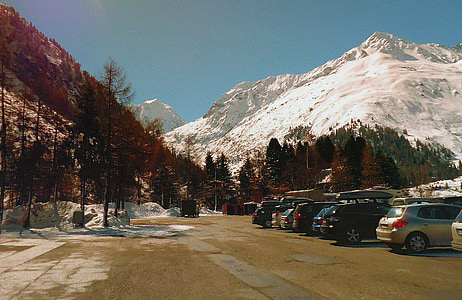 vinter, bergen, Alperna, snö, snöklädda toppar, topp, landskap