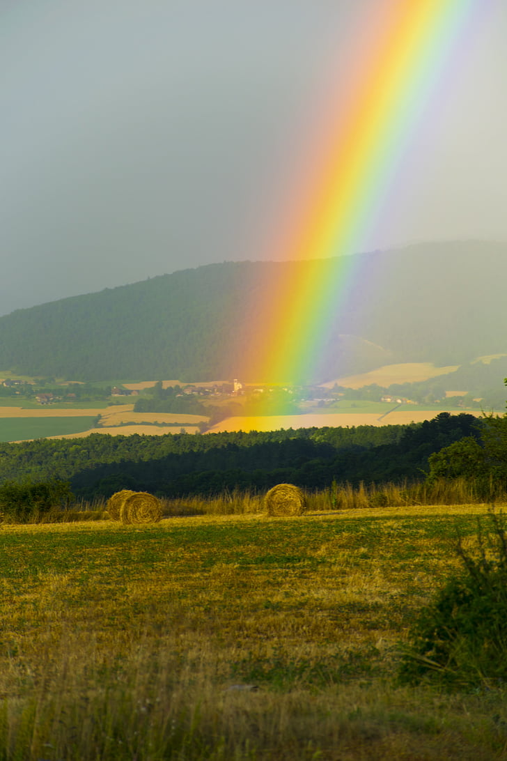Clelles, Frankrijk, regenboog, natuur, landschap, scenics, veld