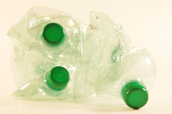 plastpudelid, ringlussevõtu, plastikust, osaledes, prügi, jäätmete, dump aluseid