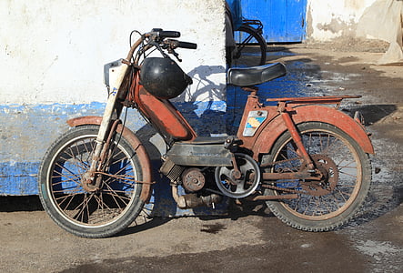 Marokkó, Essaouira, moped, francia, motorkerékpár, szállítás, szárazföldi jármű