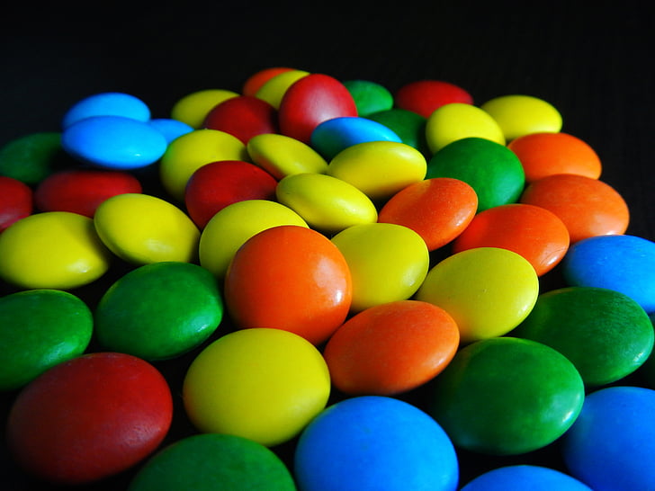 Candy, édes, csokoládé, szín, multi-színes, sárga, kék