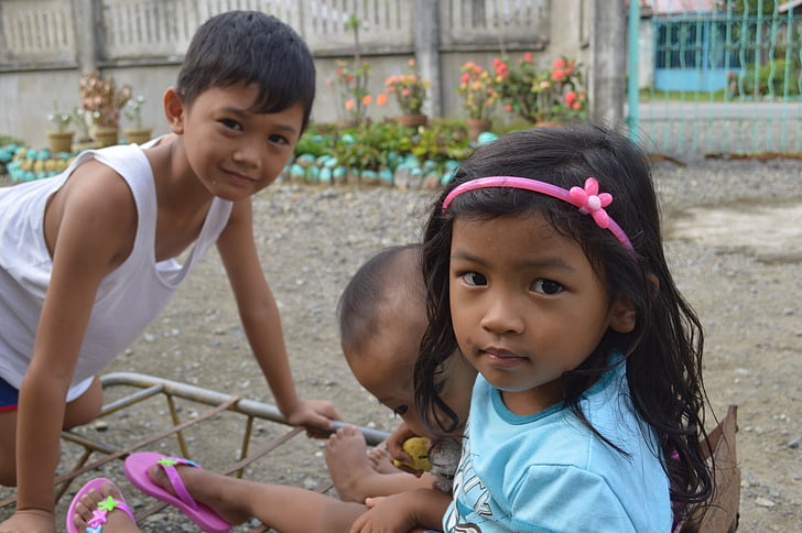 Filipino, barn, infödda filippiner, barnen leker, pojkar, spela, kul