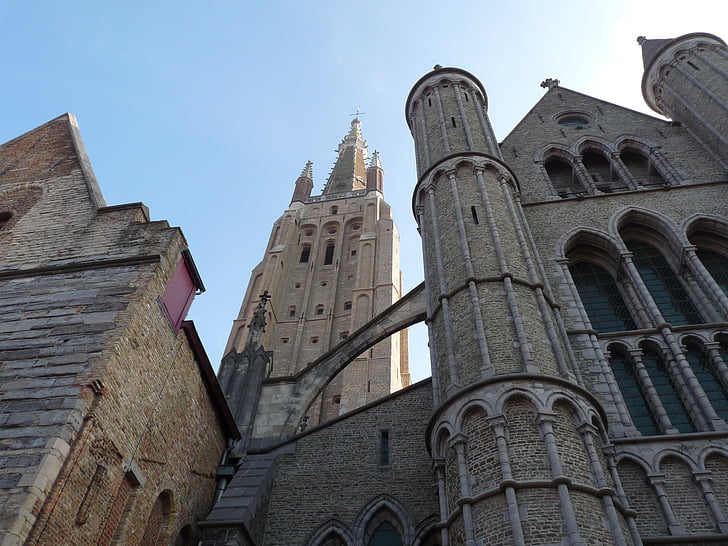 Igreja, Notre-dame, Bruges, arquitetura, lugar famoso