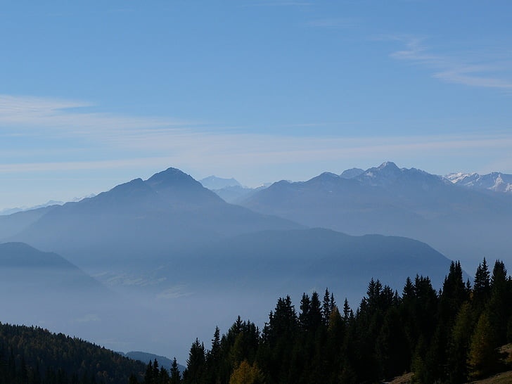mountains, nature, autumn, alpine, panorama, colourless
