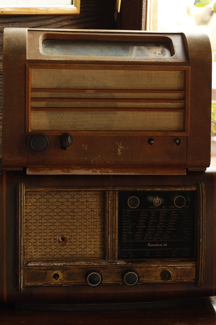 Vintage, radio, antiguo, retro, equipo, audio, música