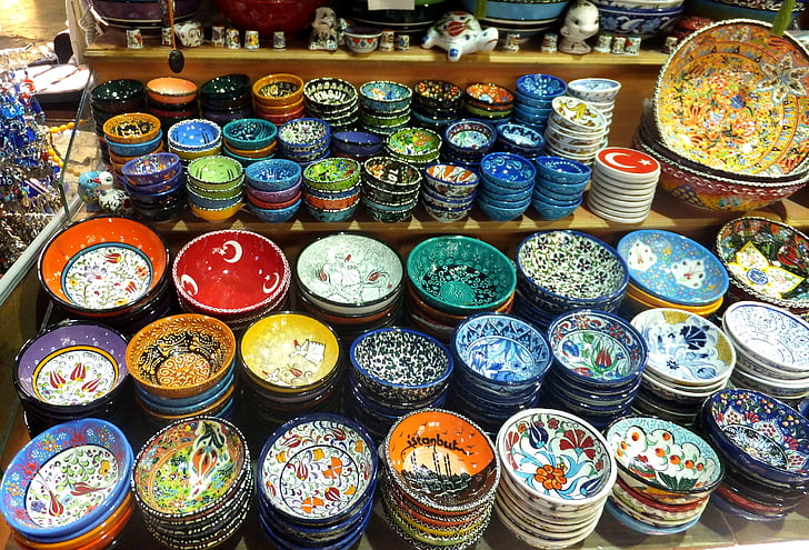market, istanbul, travel, bazaar, colorful, bowls, vibrant