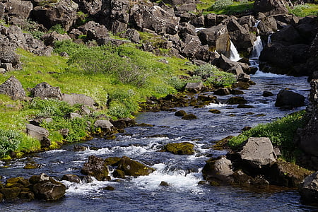 Bach, víz, Izland, patak, táj, vizek, víz futás