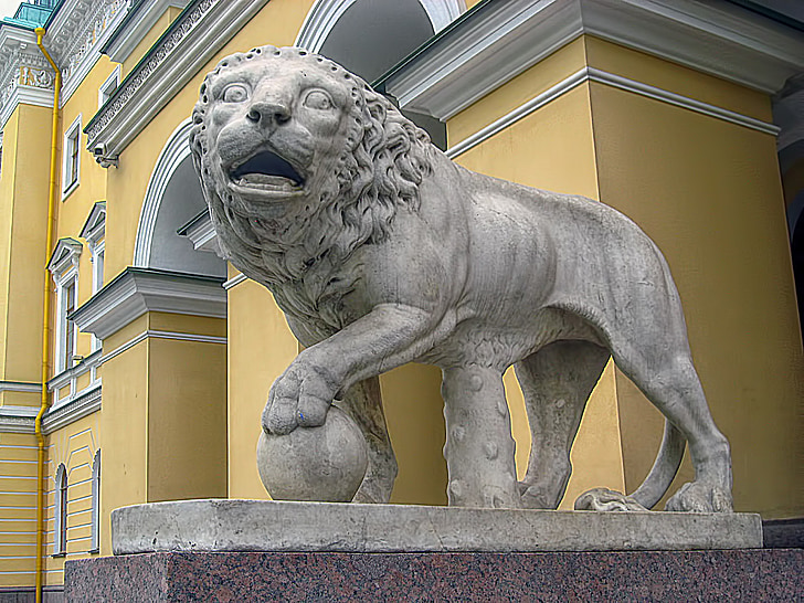 Statue, Löwe, Peter, Russland