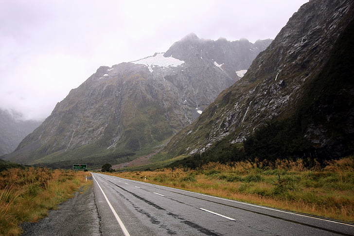 Naujoji Zelandija, kelių, kalnų, asfalto, vaizdingas, kraštovaizdžio, turizmo