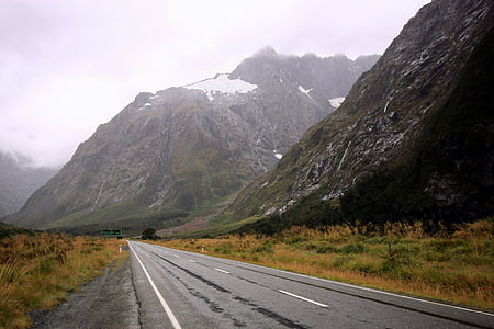 นิวซีแลนด์, ถนน, ภูเขา, ยางมะตอย, สวยงาม, ภูมิทัศน์, การท่องเที่ยว