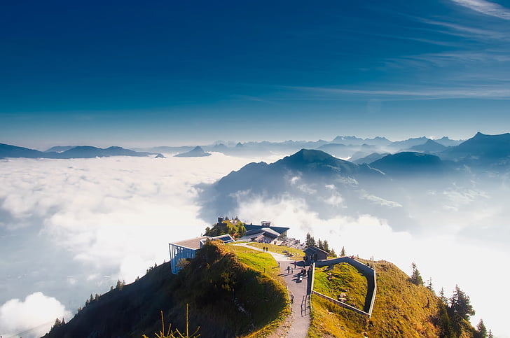 stanserhorn, Swiss, Gunung, Swiss, Alpen, pemandangan, pemandangan